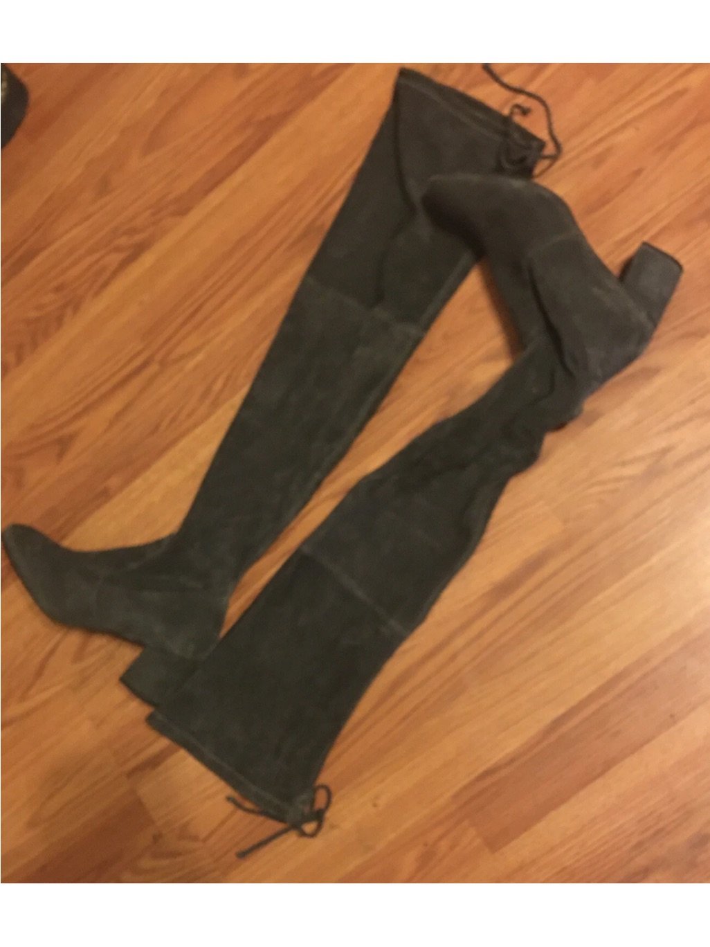 Stuart Weitzman Tieland Over-The-Knee Heeled Suede Boots In Dark Gray
